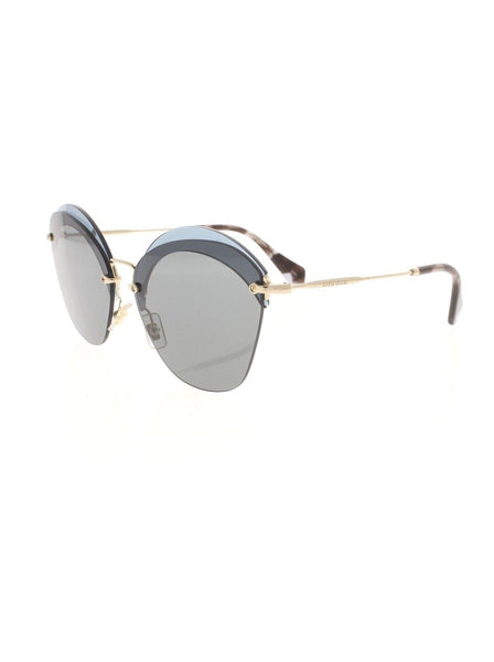 Semi Cat Eye SMU 53S VX0-9K1 Sunglasses - Gold & Havana / Blue & Gray Gradient