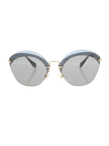 Semi Cat Eye SMU 53S VX0-9K1 Sunglasses - Gold & Havana / Blue & Gray Gradient