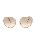 Heart Shaped SMU 54R U6I-3D0 Sunglasses - Matte Taupe & Gold / Brown Gradient