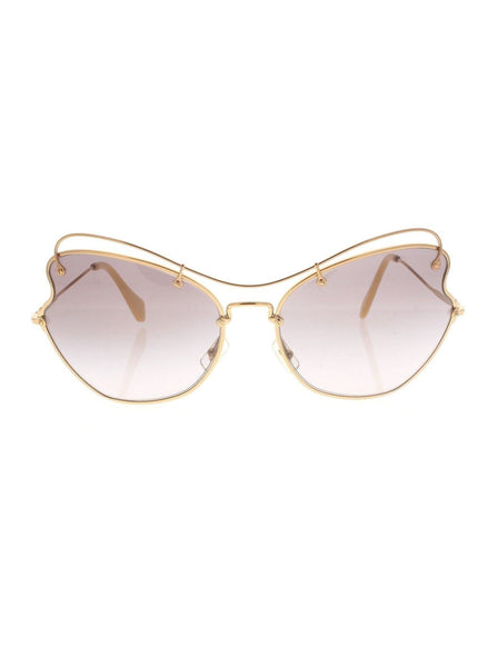 Scenique Curved SMU 56R 7OE-3E2 Sunglasses - Gold & Yellow / Light Gray Gradient