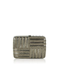 Striped Rectangle Crystal Clutch - Ebonized Palladium