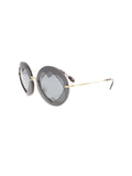 Round Heart Etched Rimless SMU 01S VA3-5L0 Sunglasses - Gold / Gray
