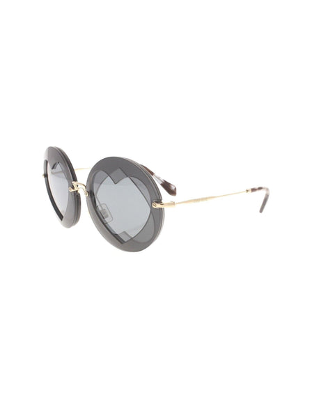 Round Heart Etched Rimless SMU 01S VA3-5L0 Sunglasses - Gold / Gray