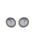 Round Heart Etched Rimless SMU 01S VA3-5L0 Sunglasses - Gold / Gray
