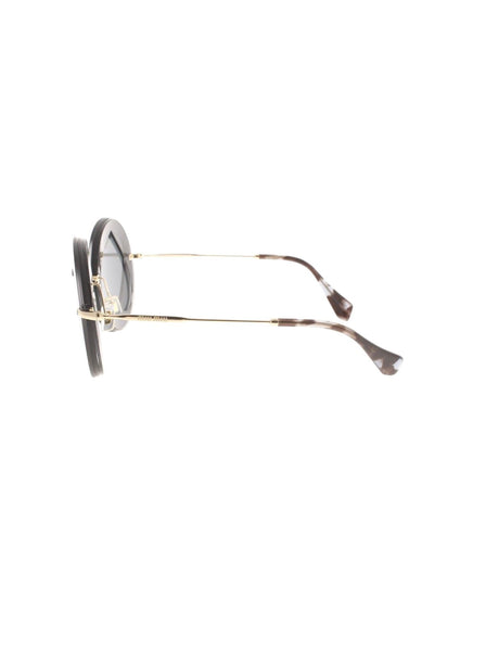 Round Heart Etched Rimless SMU 01S VA3-5L0 Sunglasses - Gold / Gray