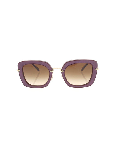 Oversized Square SMU 07O UFY-6S1 Sunglasses - Purple Gold / Brown Gradient