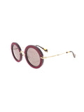 Round SMU 08R U6S-6X1 Sunglasses - Merlot Suede & Gold / Brown Purple Gradient