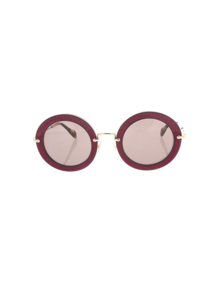 Round SMU 08R U6S-6X1 Sunglasses - Merlot Suede & Gold / Brown Purple Gradient