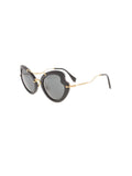 Curved Cat Eye SMU 11R 1AB-1A1 Sunglasses - Black Gold / Gray