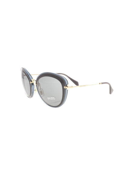 Miu Miu - Cat Eye SMU 50R 1AB-9K1 Sunglasses - Blue Black / Gray - ForwardModa
