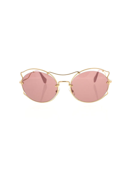 Curved Round SMU 50S 7OE 0A0 Sunglasses - Gold & Pink / Pink Gradient