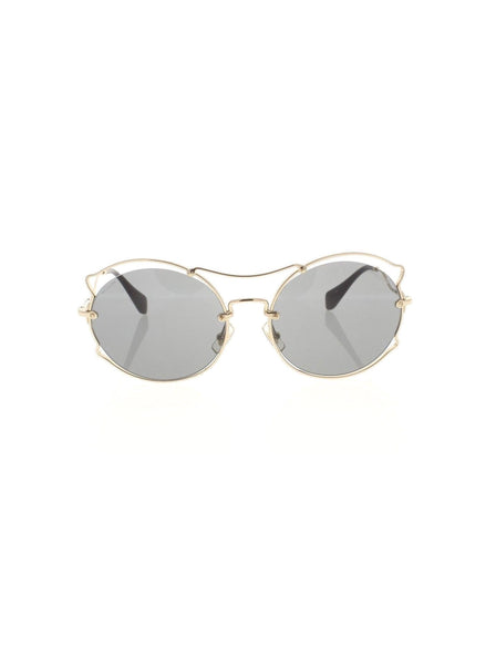 Curved Round SMU 50S ZVN-9K1 Sunglasses - Matte Gold & Black / Dark Gray Gradient