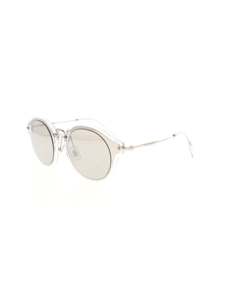 Round SMU 51S 1BC 2B0 Sunglasses - Silver / Silver Mirror