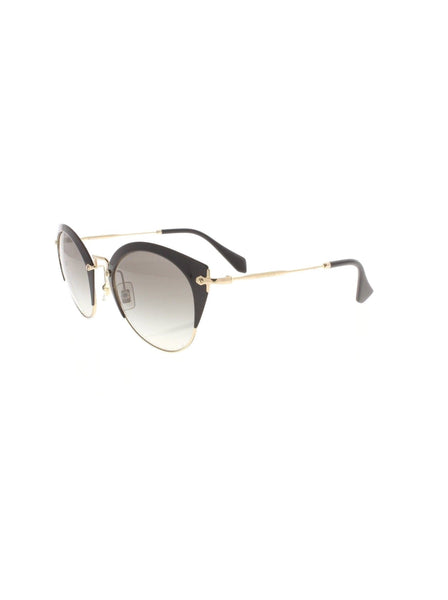 Miu Miu - Cat Eye SMU 53R 1AB-0A7 Sunglasses - Matte Black Gold / Gray Gradient - ForwardModa