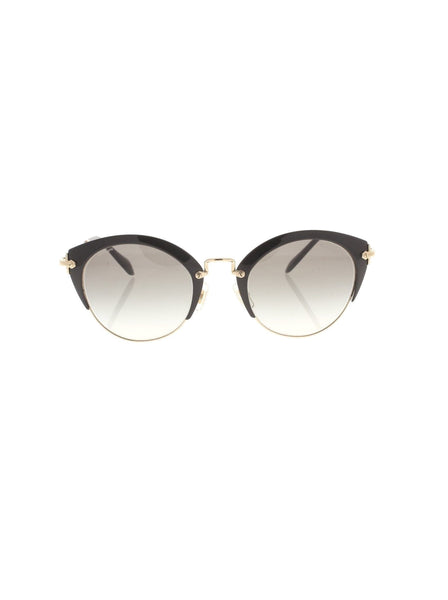 Miu Miu - Cat Eye SMU 53R 1AB-0A7 Sunglasses - Matte Black Gold / Gray Gradient - ForwardModa