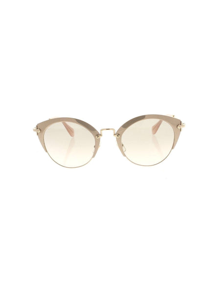Miu Miu - Cat Eye SMU 53R UFD-3H2 Sunglasses - Pale Gold Pink / Brown Gradient - ForwardModa