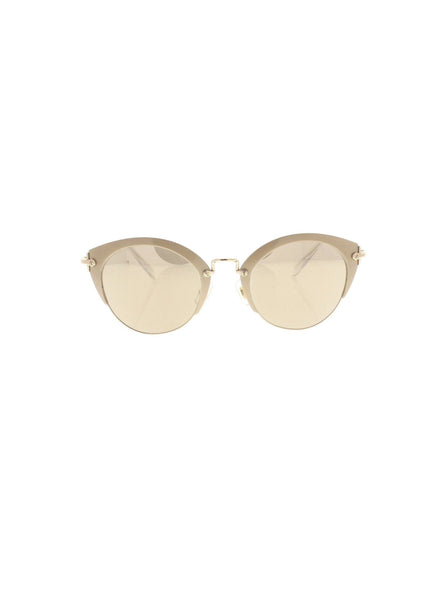 Miu Miu - Cat Eye SMU 53R VAF-1C0 Sunglasses - Sand Pale Gold / Gold Mirrored - ForwardModa