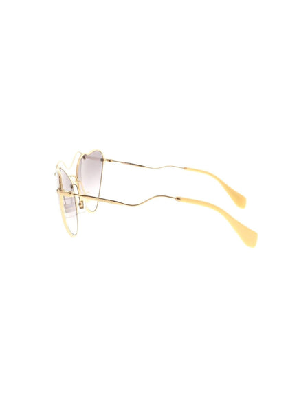 Curved Cat Eye SMU 55R 7OE-3E2 Sunglasses - Gold Yellow / Light Gray Gradient