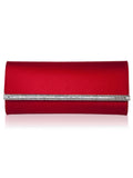 Tuxedo Satin Clutch - Silver Red