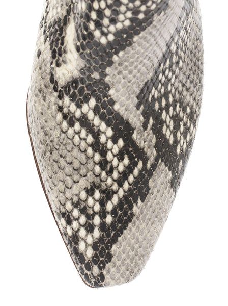 Snake-Embossed Ankle Boots - Beige / Orange