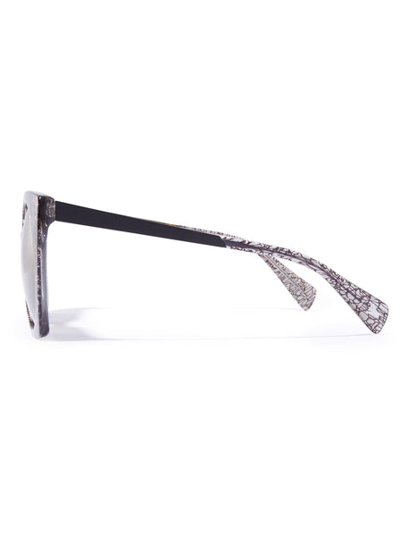 Yohji Yamamoto - Cat-Eye Round Sunglasses YY5011 079 - Black Lace / Gold - ForwardModa