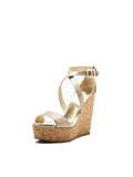 Portia Metallic Crisscross Wedge Sandal - Nude