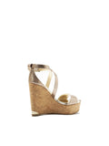 Portia Metallic Crisscross Wedge Sandal - Nude