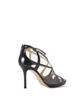 Vidane Lame Glitter and Mirror Leather Sandals - Anthracite / Black